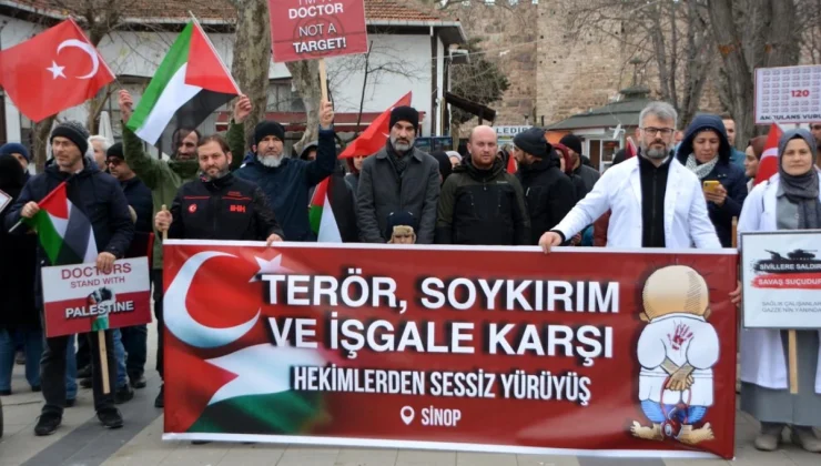 Sinop’ta Sağlık Çalışanları Gazze’ye Destek İçin Sessiz Yürüyüş Düzenledi