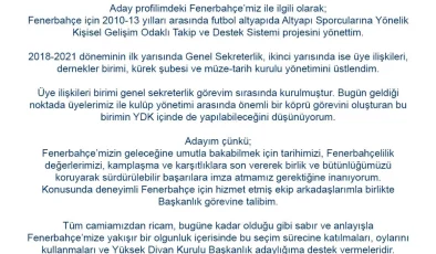 Sevil Zeynep Becan, Fenerbahçe Yüksek Divan Kurulu Başkanlığı’na aday